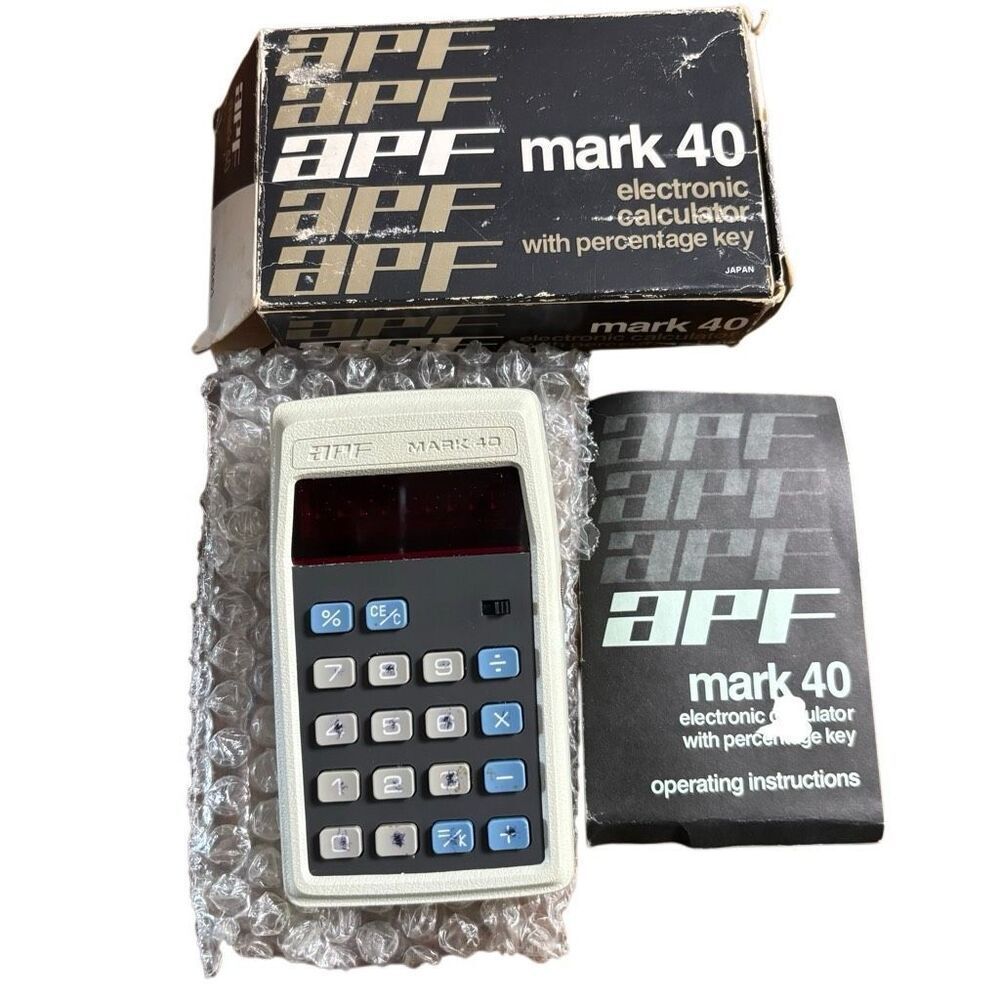 APF Mark 40 Red LED Electronic Calculator With Percentage Key-Japan